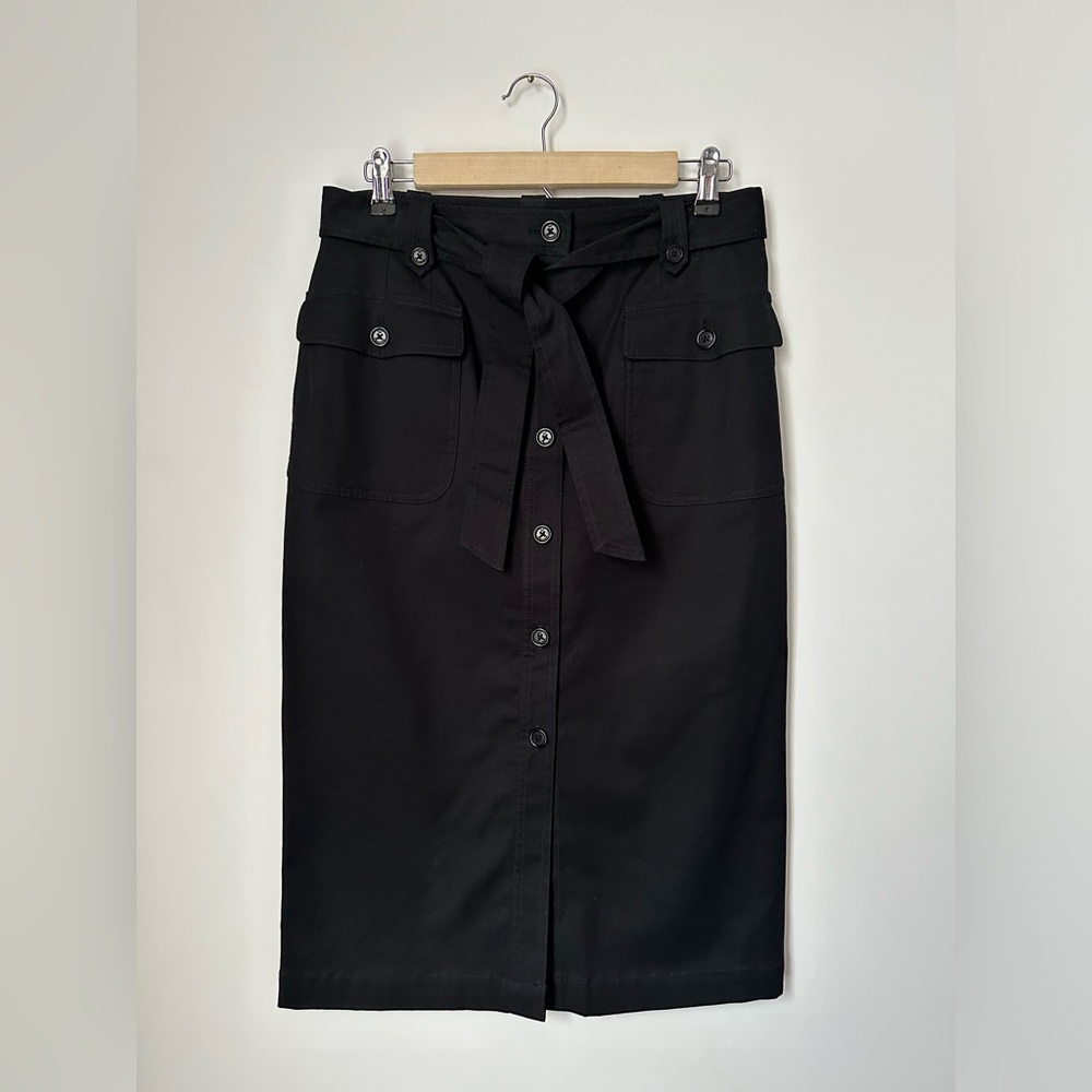 Faconnable Classic Black Button Front Belted Midi… - image 1